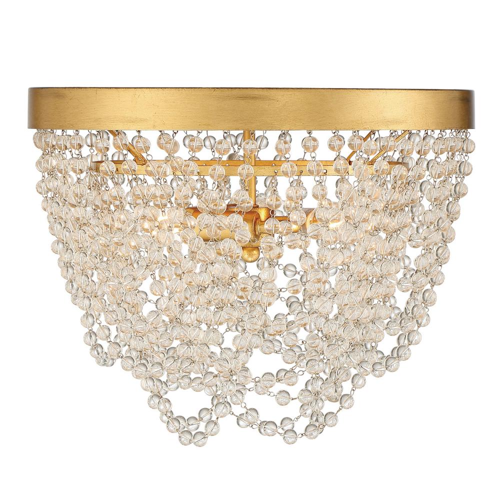 Fiona 3 Light Antique Gold Flush Mount