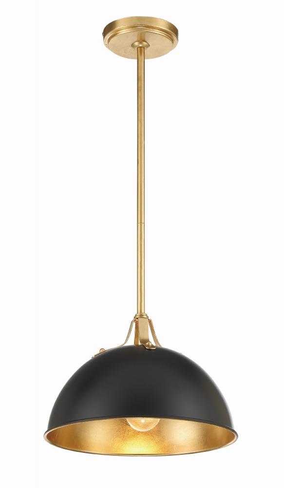 Soto 1 Light Matte Black + Antique Gold Mini Pendant