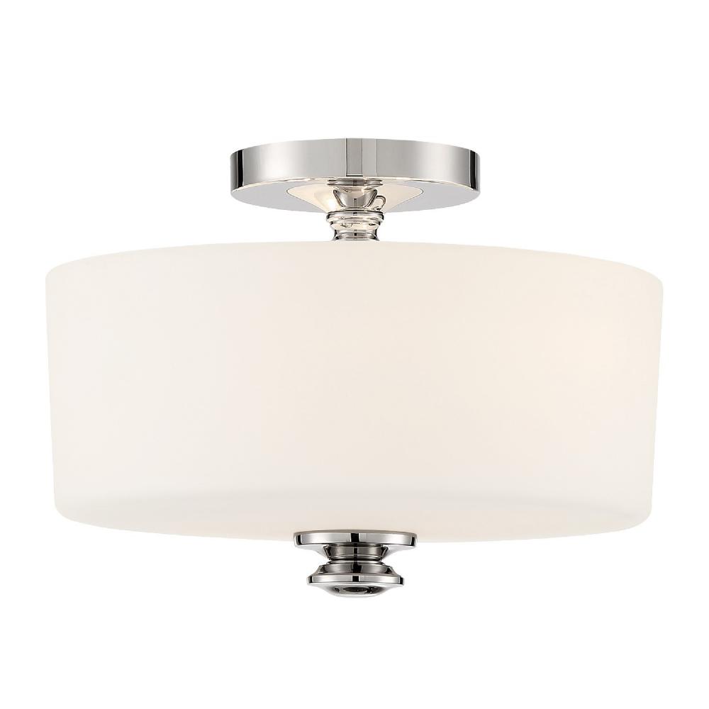 Travis 2 Light Polished Nickel Semi Flush Mount