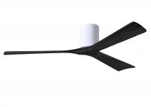 Matthews Fan Company IR3H-WH-BK-60 - Irene-3H three-blade flush mount paddle fan in Gloss White finish with 60” solid matte black woo