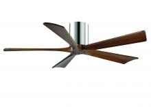 Matthews Fan Company IR5H-CR-WA-52 - Irene-5H five-blade flush mount paddle fan in Polished Chrome finish with 52” solid walnut tone