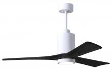 Matthews Fan Company PA3-WH-BK-52 - Patricia-3 three-blade ceiling fan in Gloss White finish with 52” solid matte black wood blades