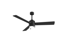 Matthews Fan Company SS-BK-BK-52 - Steven - 52” Three Blade Ceiling Fan - Integrated LED - Matte Black Finish - Matte Black Blades