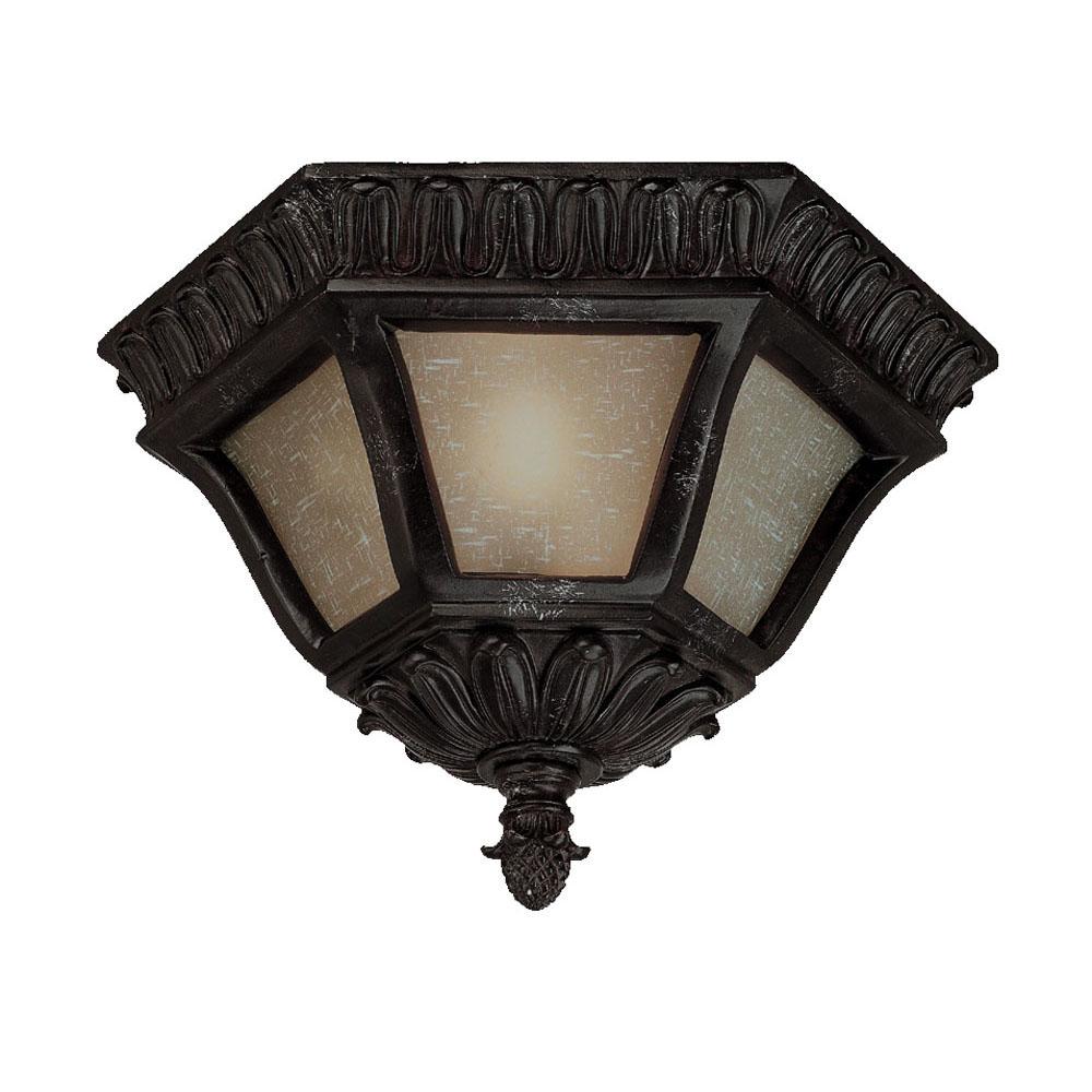 Two Light Marbleized Mahogany Outdoor Flush Mount