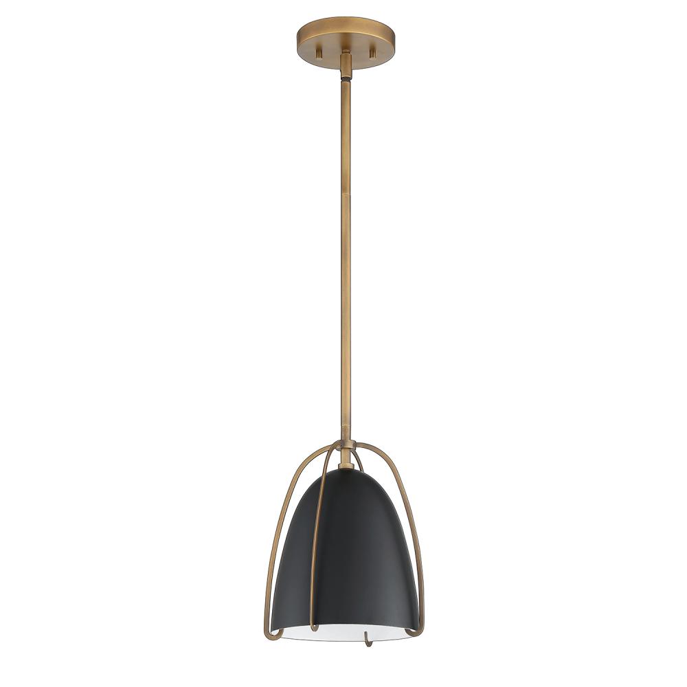 VILIA Mini 1-Light Black & Brass Pendant