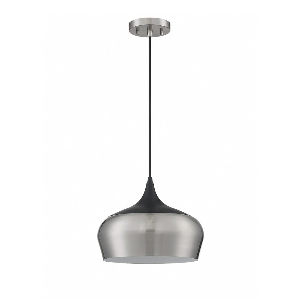 ORIAN 1-Light Satin Nickel & Black Pendant