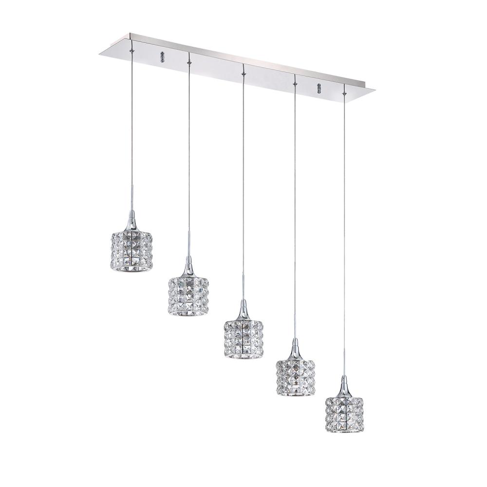 LUSTRA series 5-Light Chrome Pendant Bar