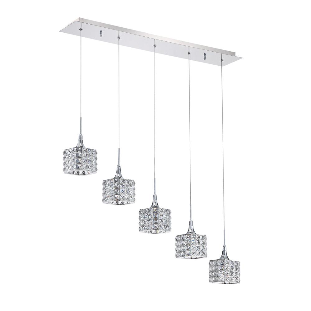 SHIMERA series 5-Light Chrome Pendant Bar