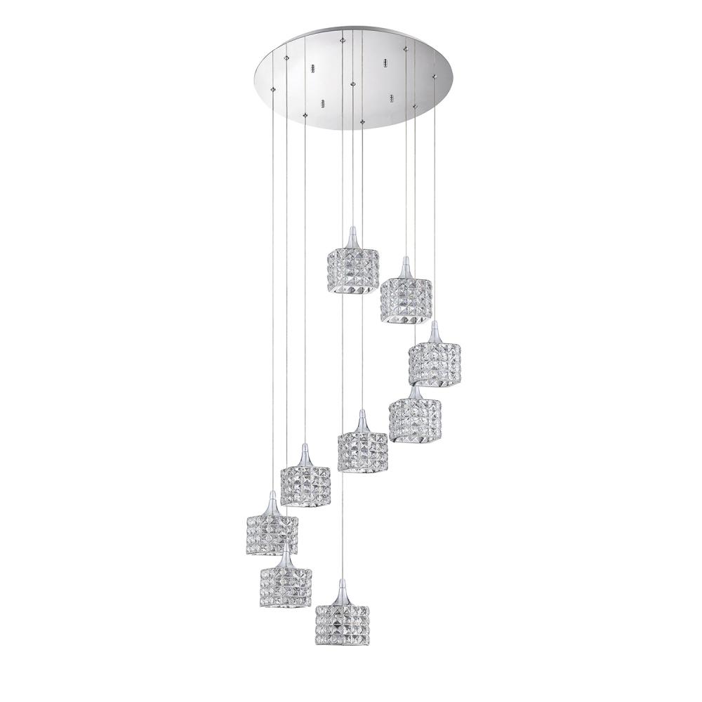 SHIMERA series 9-Light Chrome Pendant Pan