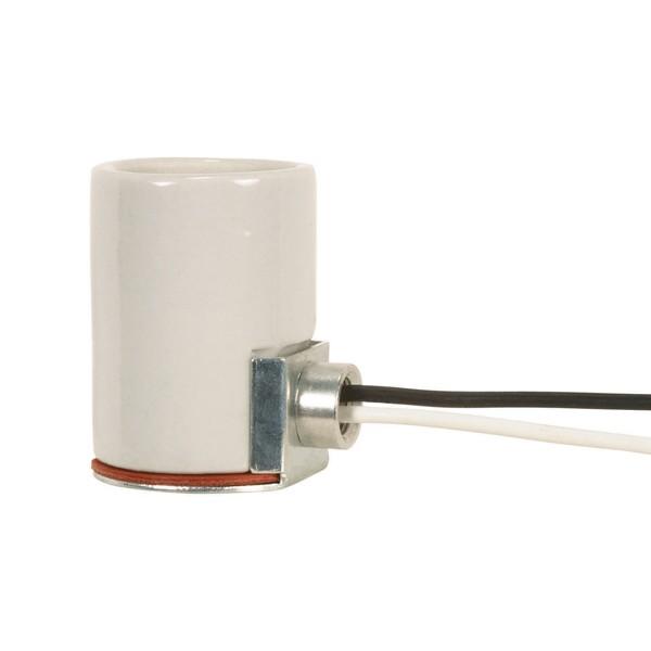 Keyless Porcelain Socket With Side Mount Bushing; 12" AWM B/W 105C Leads; 1/8 IPS; CSSNP Screw