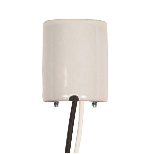 Keyless Porcelain Socket With Paper Liner; Mounting Screws Held Captive; 2 Wireways; 18" Leads;