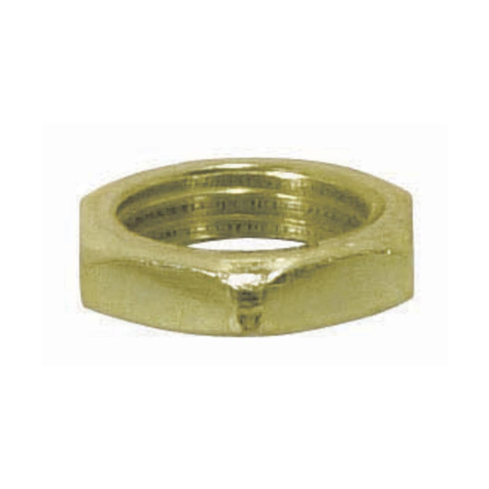 Steel Locknut; 1/8 IP; 1/2" Hexagon; 1/8" Thick; Brass Plated Finish