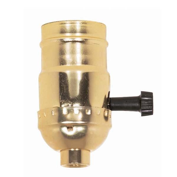 3-Way (2 Circuit) Turn Knob Socket With Removable Knob; 1/8 IPS; Aluminum; Brite Gilt Finish; 250W;