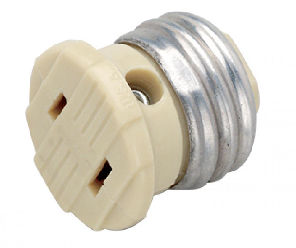 Polarized Socket Plug Adapter; Medium Base; 660W; 125V; Ivory Finish
