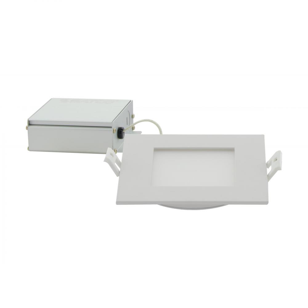 10 Watt; LED Direct Wire Downlight; Edge-lit; 4 inch; CCT Selectable; 120 volt; Dimmable; Square;