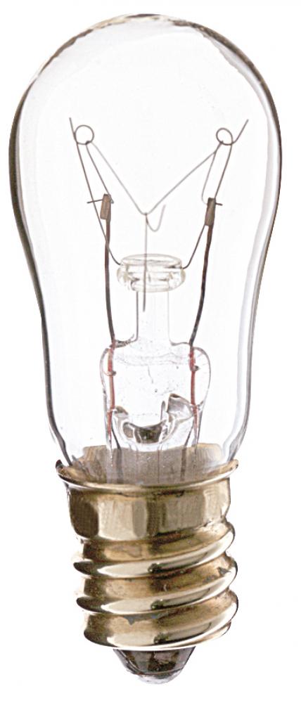 6 Watt S6 Incandescent; Clear; 2500 Average rated hours; 30 Lumens; Candelabra base; 130 Volt;