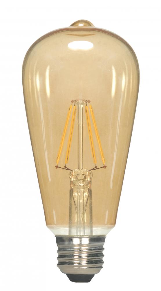 4.5 Watt ST19 LED; Transparent Amber; Medium base; 2000K; 350 Lumens; 120 Volt