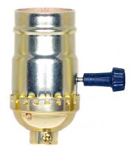 Satco Products Inc. 80/1193 - On-Off Turn Knob Socket With Removable Knob; 1/8 IPS; Aluminum; Brite Gilt Finish; 250W; 250V; With