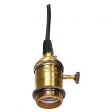 Satco Products Inc. 80/2273 - On/Off Lampholder; 4 Piece Stamped Solid Brass; Prewired; Uno Ring; 6 Foot 18/2 SVT Black Cord;
