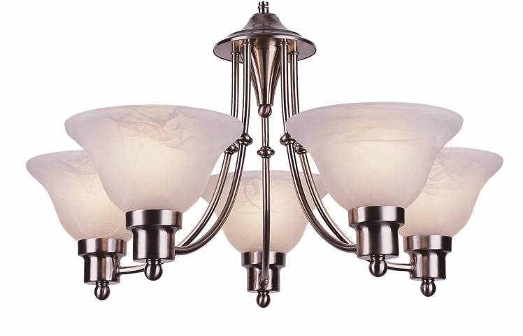Perkins 5-Light, 5-Shade, Glass Bell, Single Tier Chandelier with Chain