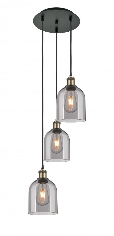 Bella - 3 Light - 12 inch - Black Antique Brass - Cord Hung - Multi Pendant