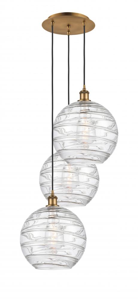 Athens Deco Swirl - 3 Light - 19 inch - Brushed Brass - Cord hung - Multi Pendant