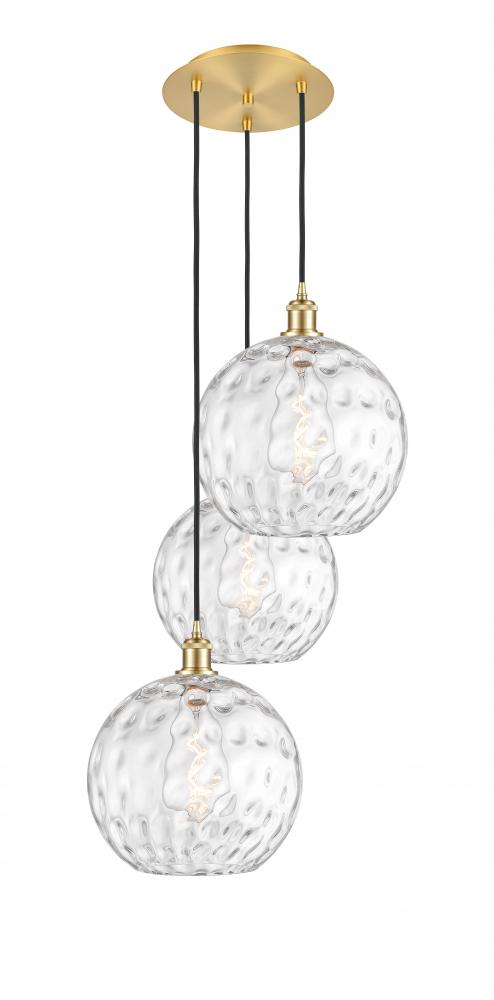 Athens Water Glass - 3 Light - 19 inch - Satin Gold - Cord hung - Multi Pendant
