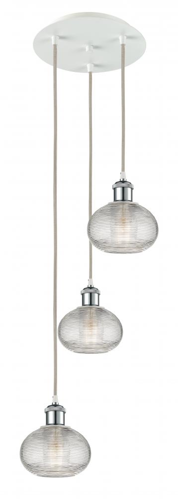 Ithaca - 3 Light - 13 inch - White Polished Chrome - Cord Hung - Multi Pendant