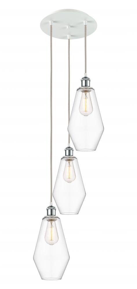 Cindyrella - 3 Light - 14 inch - White Polished Chrome - Cord Hung - Multi Pendant