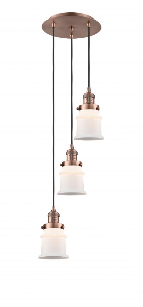 Canton - 3 Light - 12 inch - Antique Copper - Cord hung - Multi Pendant