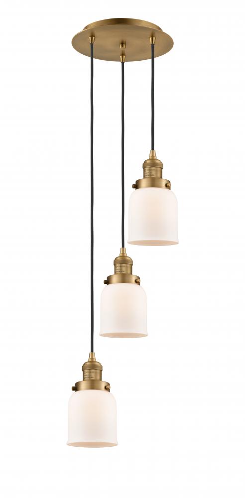 Cone - 3 Light - 12 inch - Brushed Brass - Cord hung - Multi Pendant