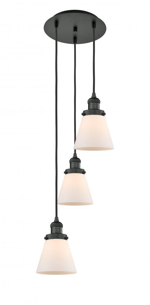 Cone - 3 Light - 13 inch - Matte Black - Cord hung - Multi Pendant