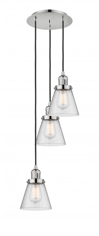 Cone - 3 Light - 13 inch - Polished Nickel - Cord hung - Multi Pendant