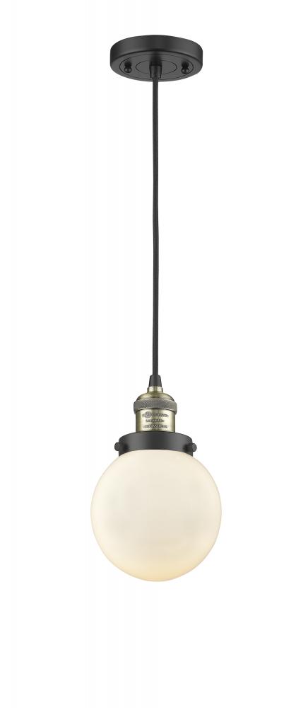 Beacon - 1 Light - 6 inch - Black Antique Brass - Cord hung - Mini Pendant