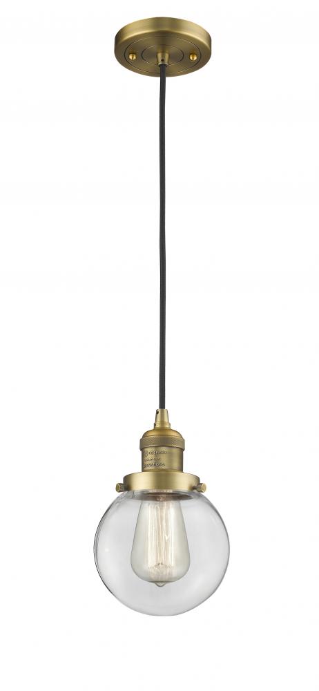 Beacon - 1 Light - 6 inch - Brushed Brass - Cord hung - Mini Pendant