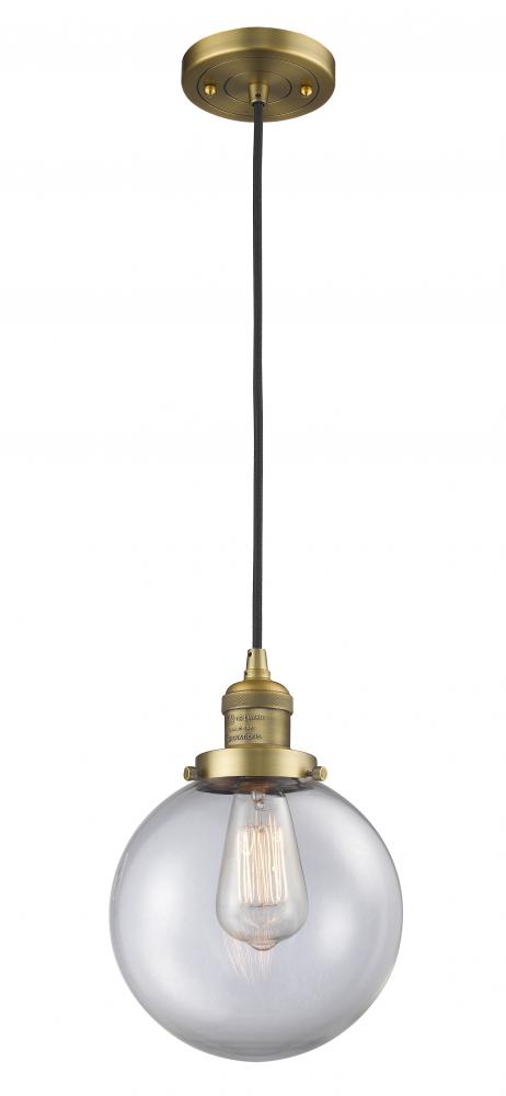 Beacon - 1 Light - 8 inch - Brushed Brass - Cord hung - Mini Pendant