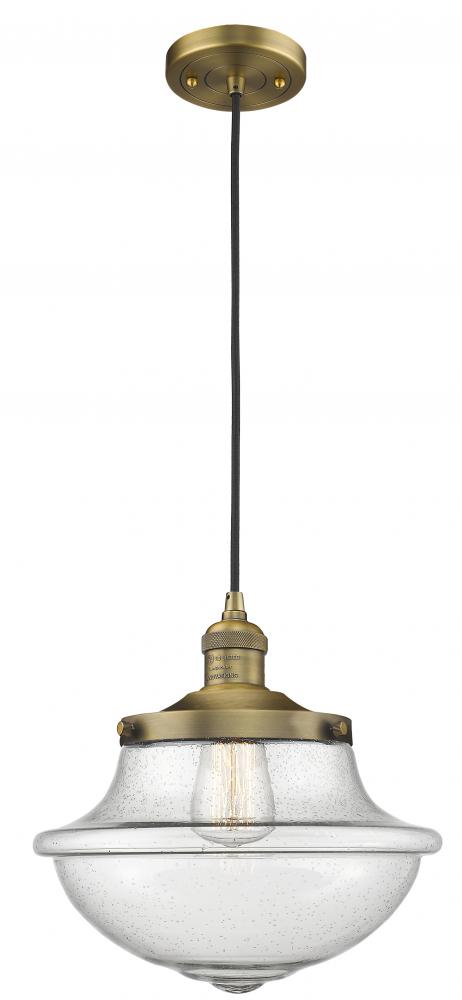 Oxford - 1 Light - 12 inch - Brushed Brass - Cord hung - Mini Pendant