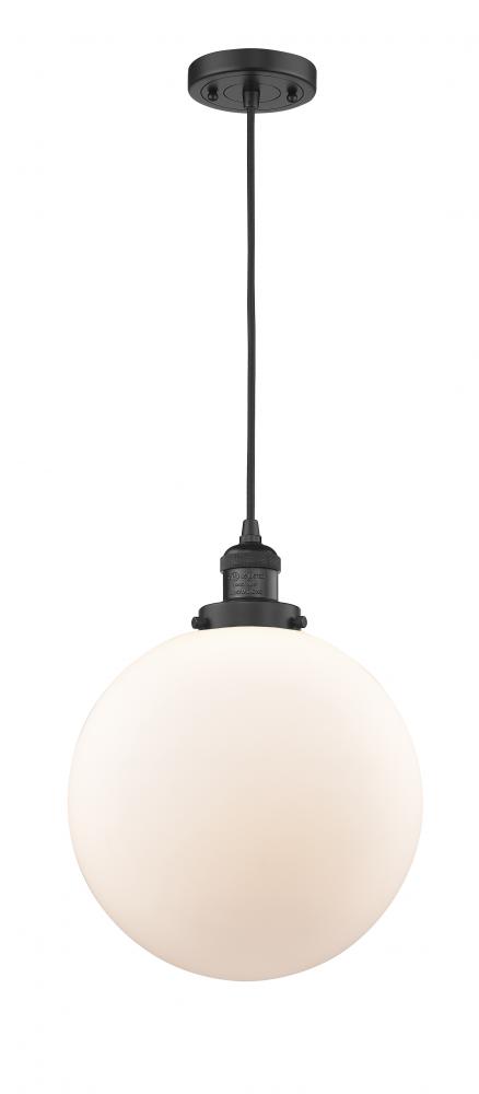 Beacon - 1 Light - 12 inch - Matte Black - Cord hung - Mini Pendant