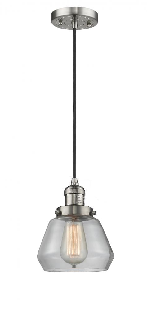 Fulton - 1 Light - 7 inch - Brushed Satin Nickel - Cord hung - Mini Pendant