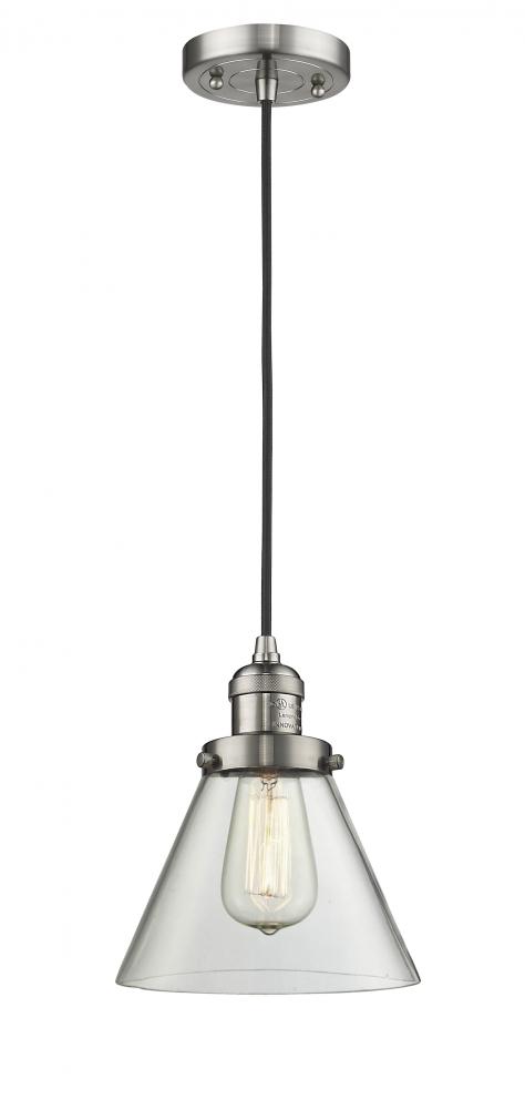 Cone - 1 Light - 8 inch - Brushed Satin Nickel - Cord hung - Mini Pendant