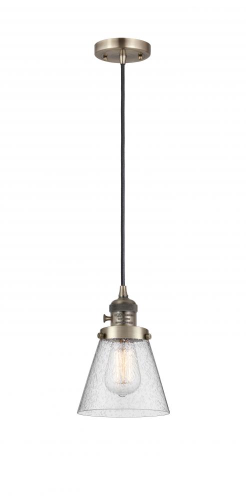Cone - 1 Light - 6 inch - Antique Brass - Cord hung - Mini Pendant