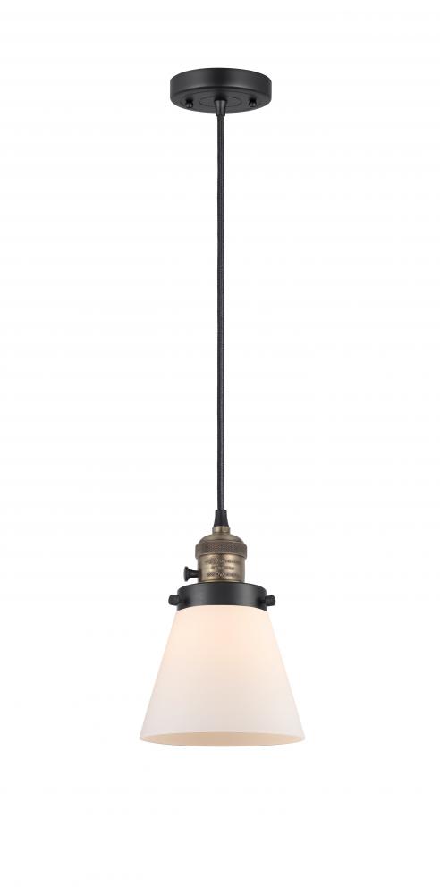 Cone - 1 Light - 6 inch - Black Antique Brass - Cord hung - Mini Pendant