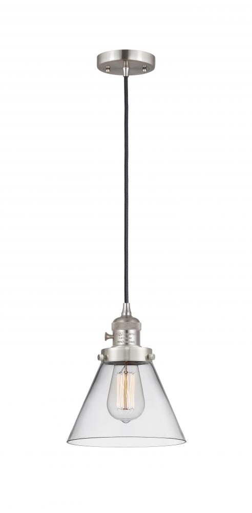 Cone - 1 Light - 8 inch - Brushed Satin Nickel - Cord hung - Mini Pendant