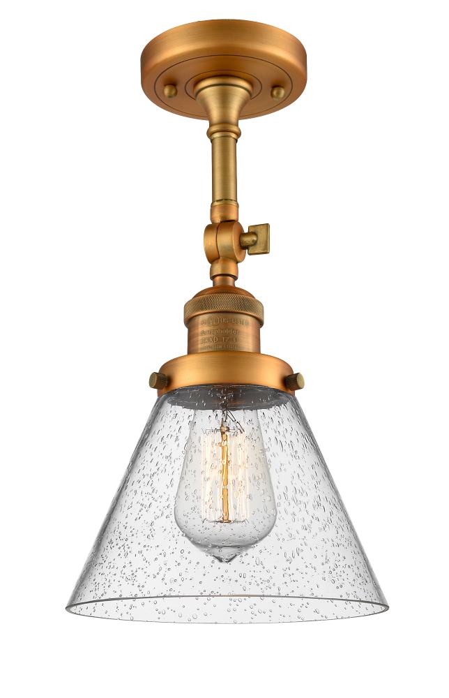 Cone - 1 Light - 8 inch - Brushed Brass - Semi-Flush Mount