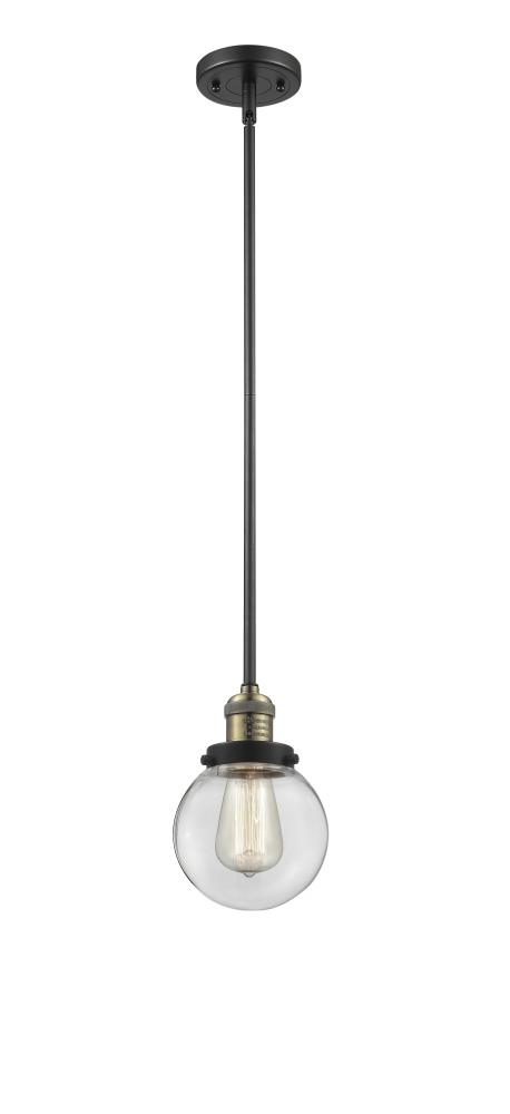 Beacon - 1 Light - 6 inch - Black Antique Brass - Stem Hung - Mini Pendant