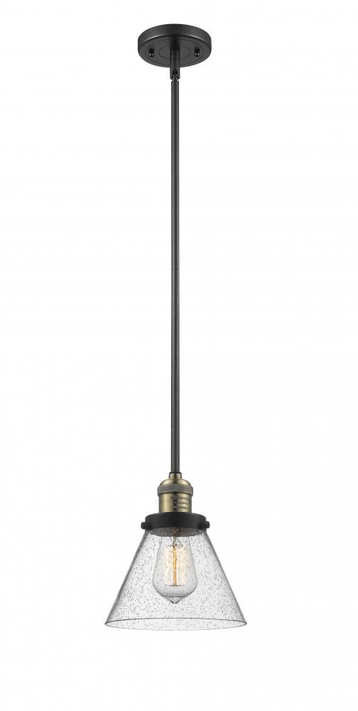 Cone - 1 Light - 8 inch - Black Antique Brass - Stem Hung - Mini Pendant