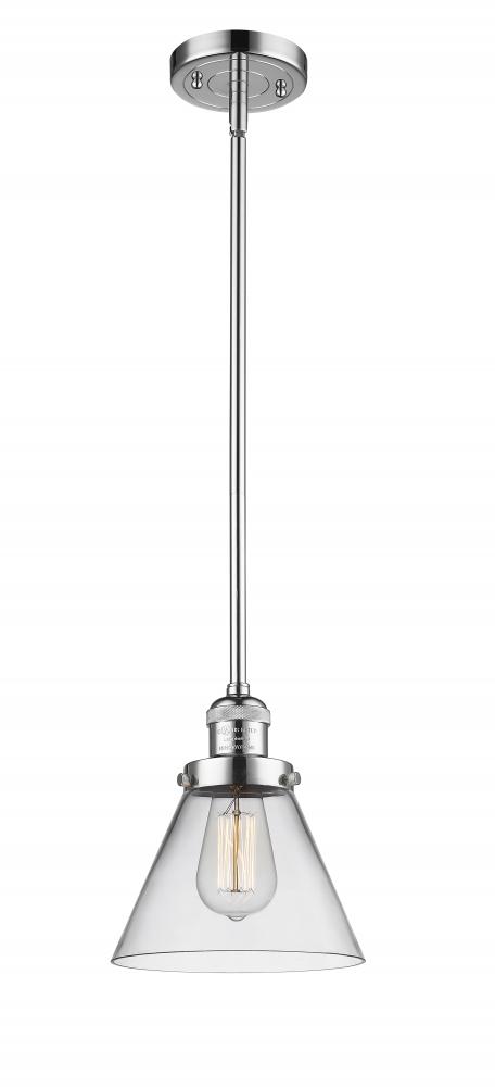 Cone - 1 Light - 8 inch - Polished Chrome - Stem Hung - Mini Pendant