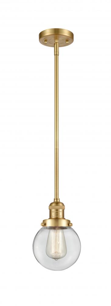 Beacon - 1 Light - 6 inch - Satin Gold - Stem Hung - Mini Pendant