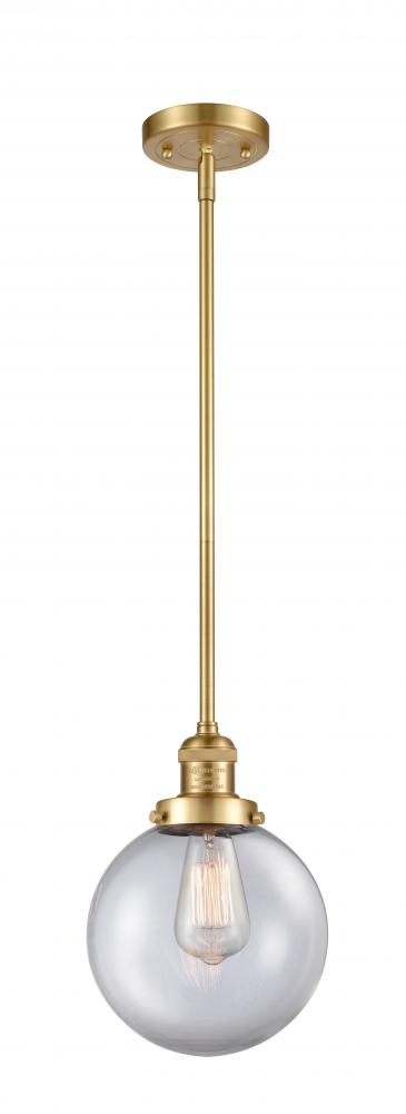 Beacon - 1 Light - 8 inch - Satin Gold - Stem Hung - Mini Pendant