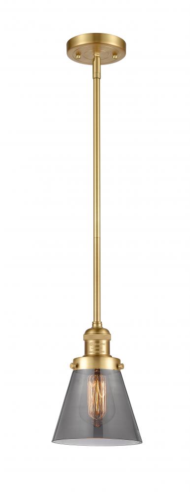 Cone - 1 Light - 6 inch - Satin Gold - Stem Hung - Mini Pendant